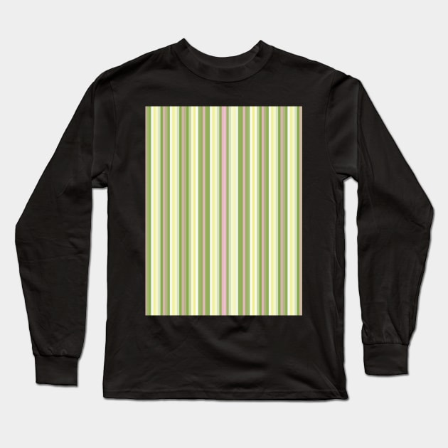 Pretty Summer Fresh Vertical Stripes in Soft Pink, Green, & Yellow Pastel Colors Long Sleeve T-Shirt by karenmcfarland13